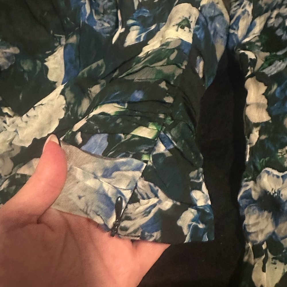 ZARA Romantic Sheer Floral Tie Neck Blouse Dark Academia Coquette Top XS S - Picture 4 of 5